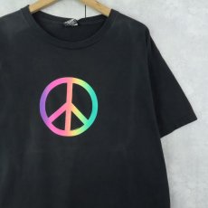 画像1: 90〜2000's USA製 ピースマークプリントTシャツ BLACK M (1)