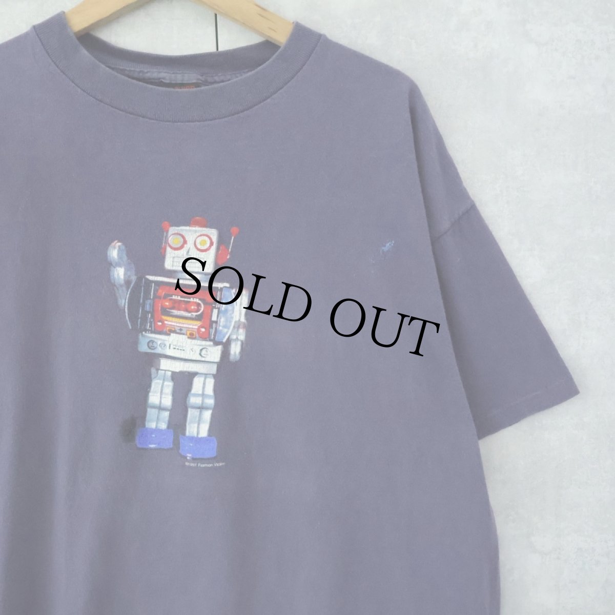 画像1: 90's FASHION VICTIM USA製 ロボットプリントTシャツ NAVY XL (1)