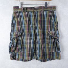 画像1: POLO Ralph Lauren チェック柄 コットンカーゴショーツ W32 (1)