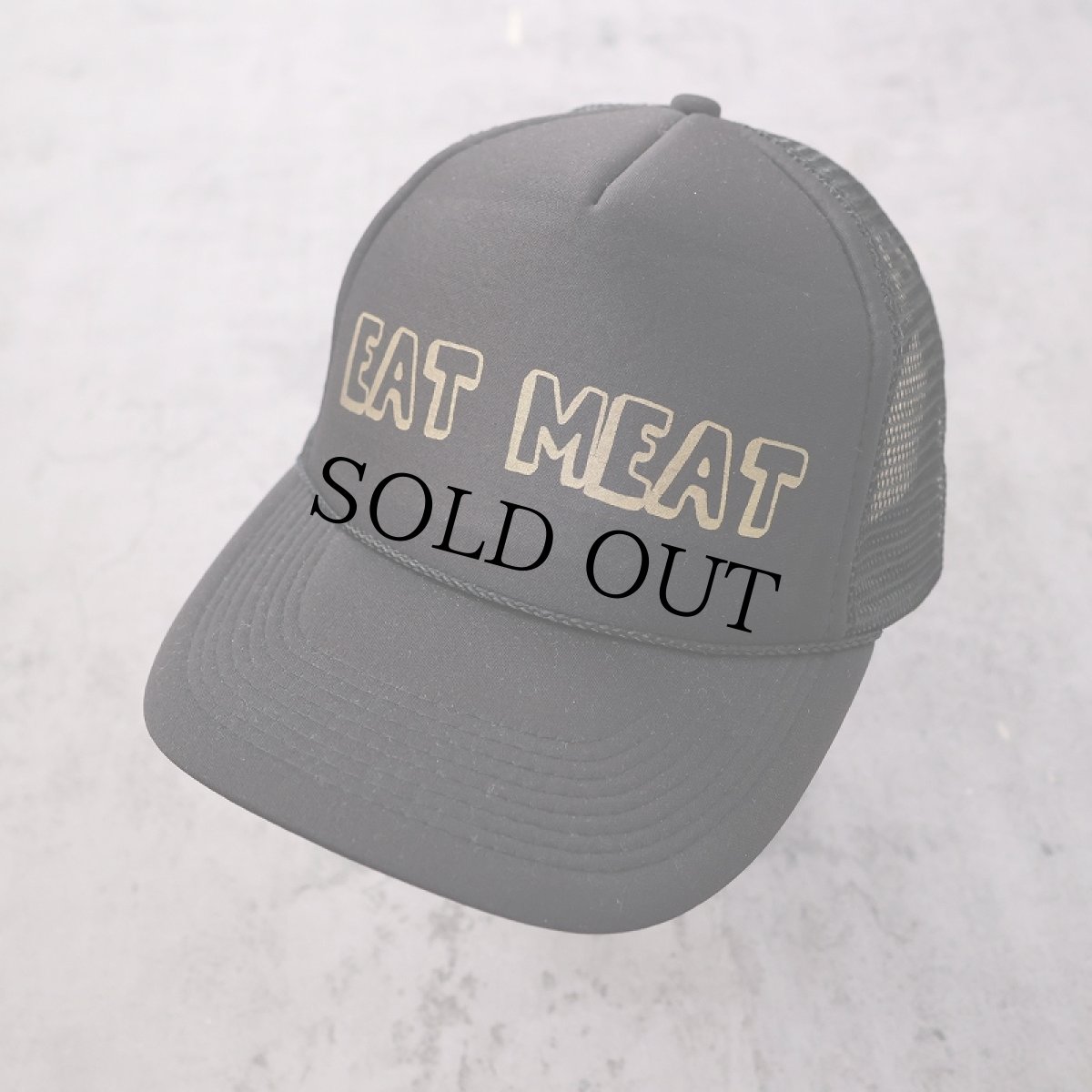 画像1: 90's "EAT MEAT" スナップバックメッシュキャップ BLACK (1)