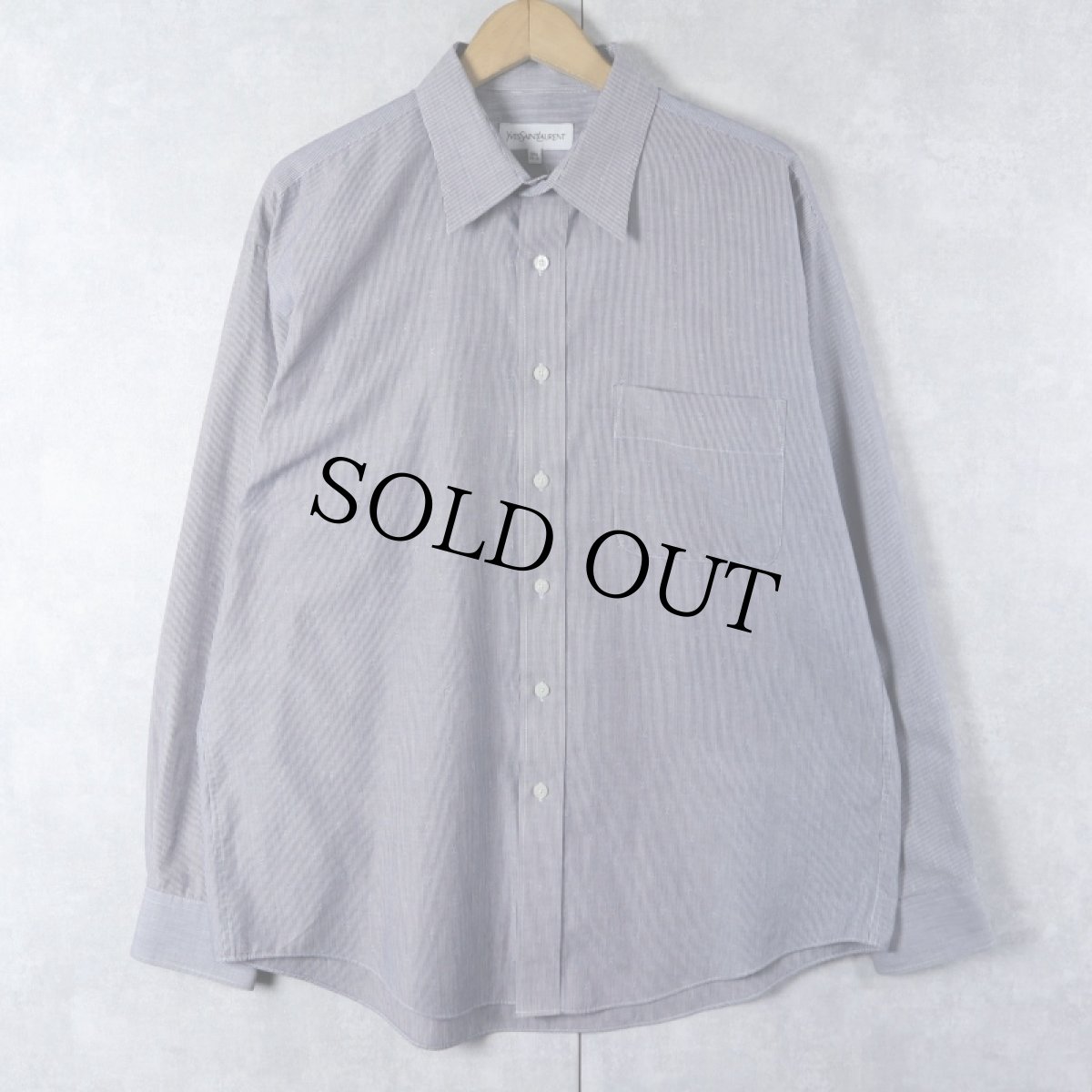 画像1: Yves Saint-Laurent ストライプ柄 コットンシャツ SIZE16 1/2 (1)