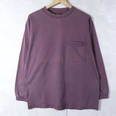 画像1: 90's Patagonia USA製 ロゴ刺繍 ポケ付きロンT M (1)
