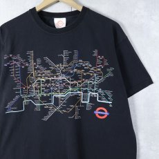 画像1: UNDERGROUND ロンドンサブウェイマッププリントTシャツ BLACK L (1)