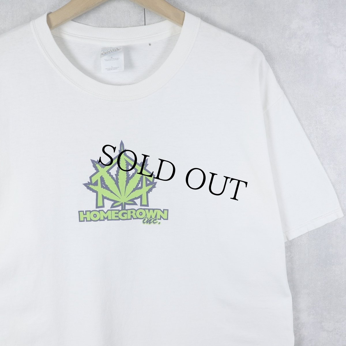 画像1: "HOMEGROWN inc." ガンジャプリントTシャツ L (1)