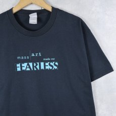 画像1: "mass art made me FEARLESS" メッセージプリントTシャツ BLACK L (1)