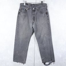 画像1: 90's Levi's 501 USA製 "サルファブラック" ブラックデニムパンツ W32 (1)