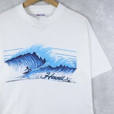 画像1: 80's USA製 "Hawaii" サーフィンプリントTシャツ L (1)