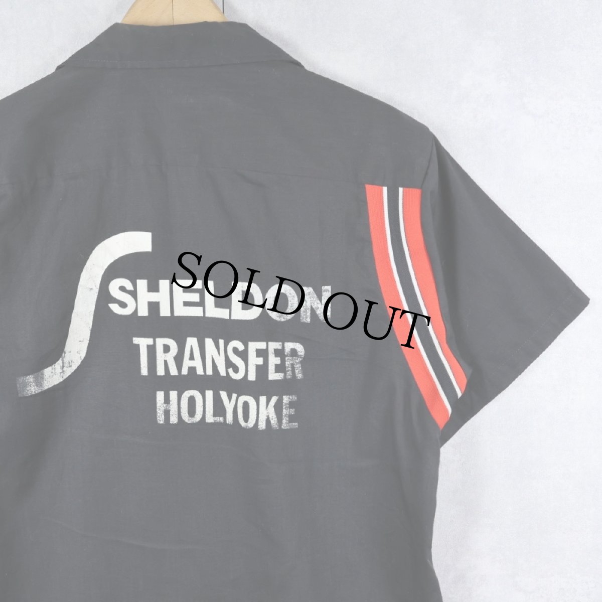 画像2: 70's Hilton USA製 "SHELDON TRANSFER HOLYOKE" コットンボウリングシャツ BLACK M (2)