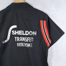 画像2: 70's Hilton USA製 "SHELDON TRANSFER HOLYOKE" コットンボウリングシャツ BLACK M (2)