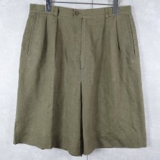 画像1: Giorgio Sant Angelo 2タック リネン×ポリエステルショーツ W32 (1)