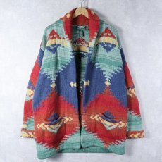 画像1: LAUREN Ralph Lauren ネイティブ柄 ウールニットガウン M (1)