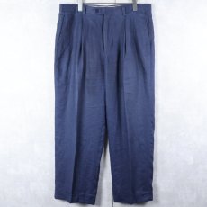 画像1: INSERCH リネンスラックス NAVY W36 (1)