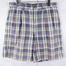 画像1: 90's POLO Ralph Lauren USA製 チェック柄 2タック コットンショーツ W33 (1)