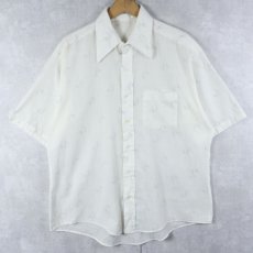 画像1: 70's 総柄 ポリエステル×コットンシャツ (1)