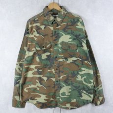 画像1: 70's FIVE BROTHER USA製 ウッドランドカモ柄 ライトネルシャツ XL (1)