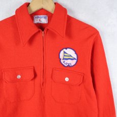 画像1: 60's THE SPINNAKER SHIRT ワッペン付き ハーフジップウールシャツ M (1)