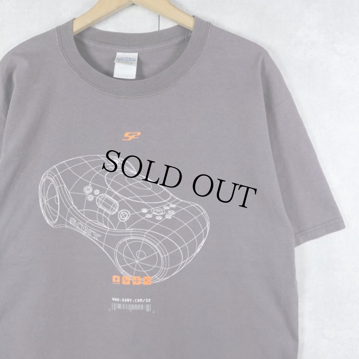 画像1: SONY S2 sports オーディオ機器 プリントTシャツ L  (1)