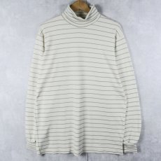 画像1: 90's L.L.Bean タートルネック ボーダー柄ロンT (1)