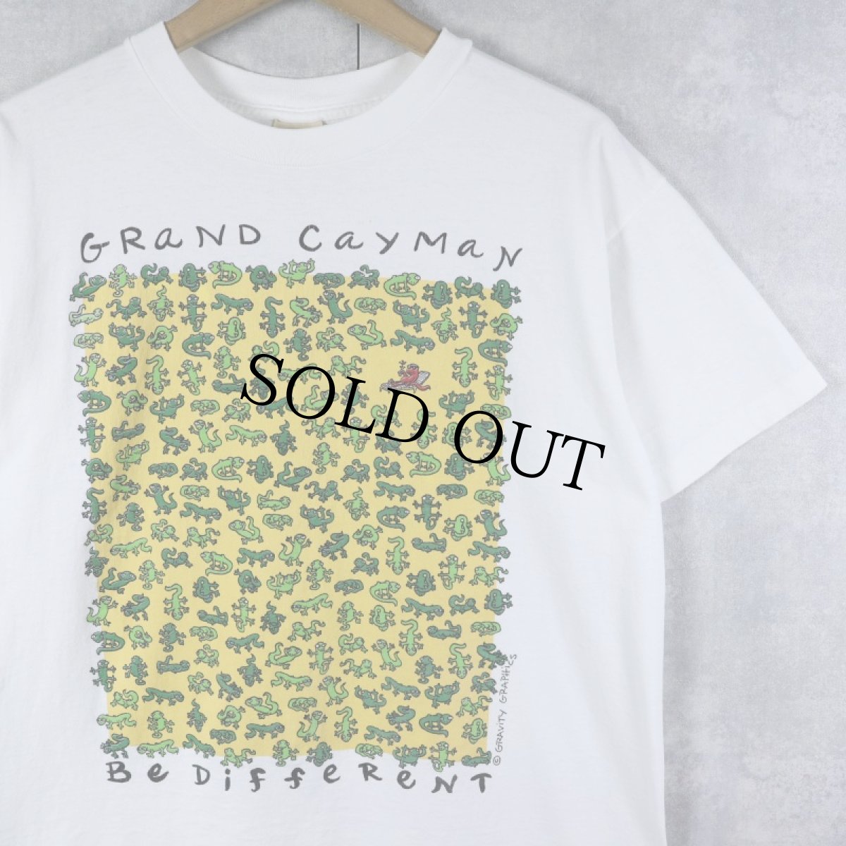 画像1: 90's GRAVITY GRAPHICS USA製 "GRAND CAYMAN" プリントTシャツ M (1)
