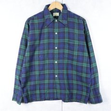 画像1: 70's L.L.Bean 筆記体タグ ブラックウォッチチェック柄 ライトネルシャツ M (1)