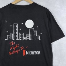 画像2: 80's MICHELOB USA製 タキシード柄 ビールメーカー 騙し絵プリントTシャツ BLACK L (2)
