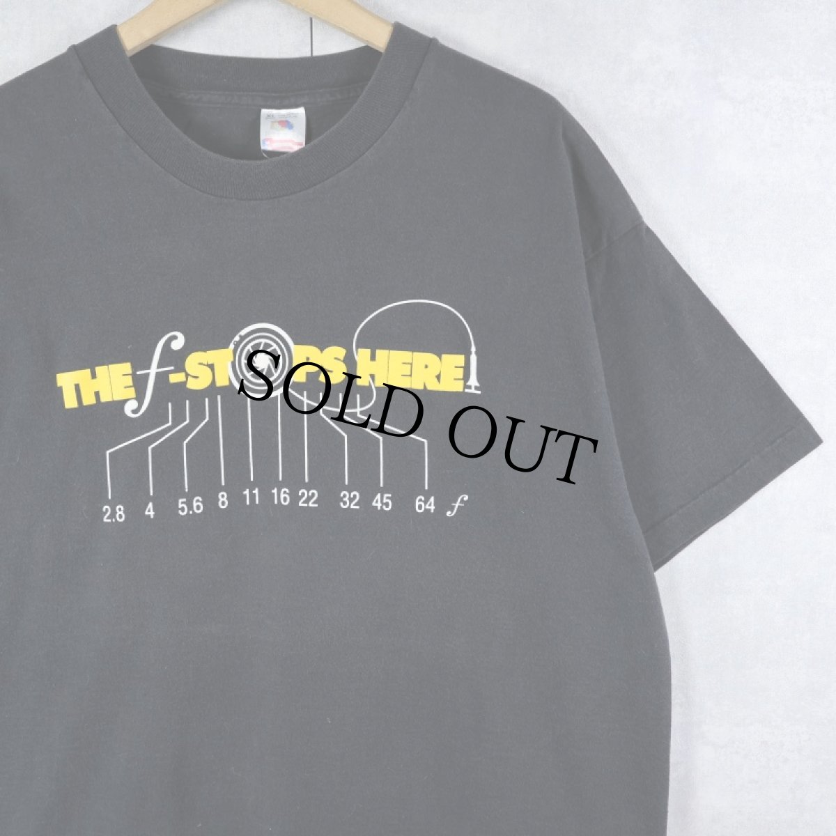 画像1: 90's USA製 "THE F-STOPS HERE" プリントTシャツ BLACK XL (1)