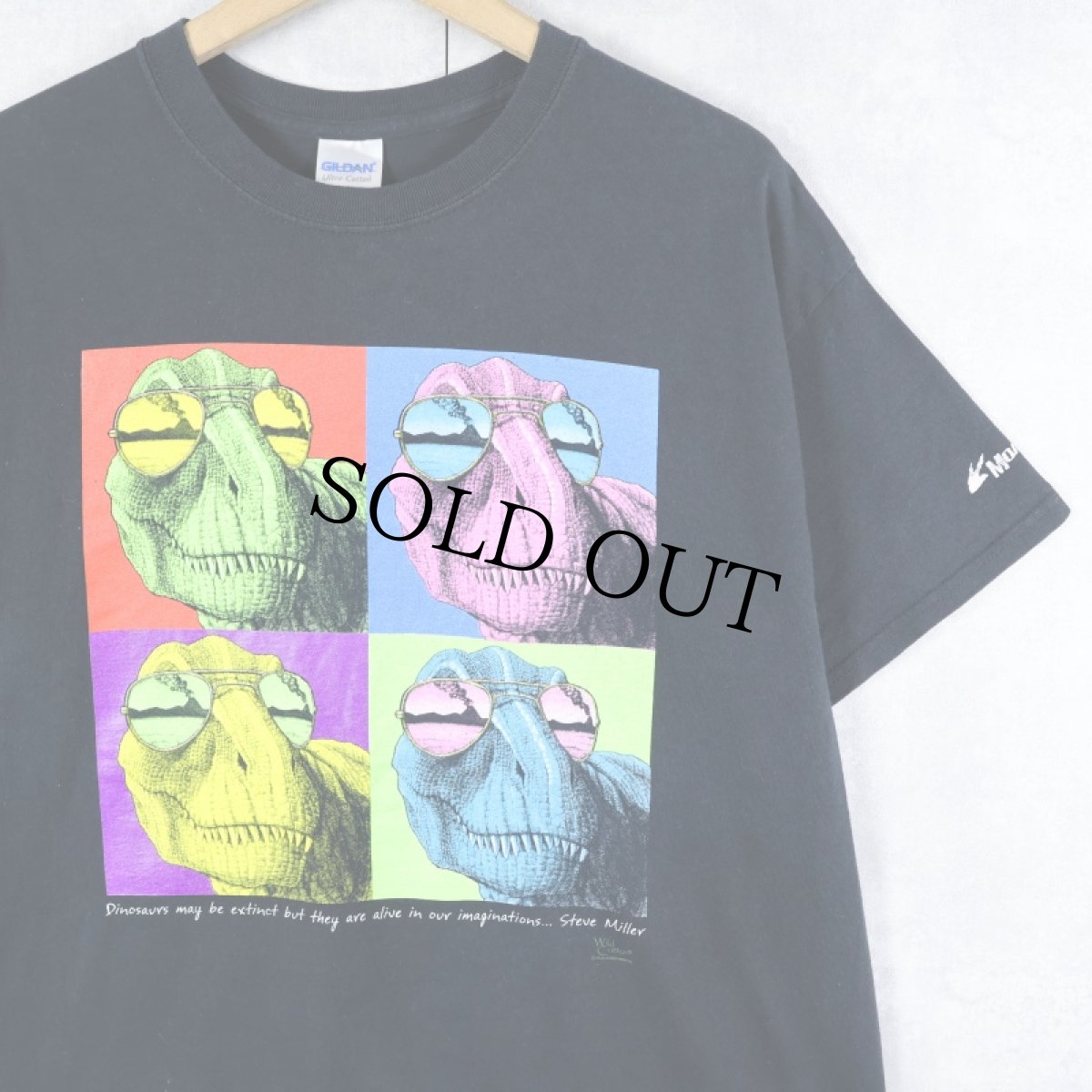 画像1: Wild Cotton "Dinosaurs..." 恐竜プリントTシャツ BLACK L (1)