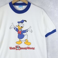 画像1: 80's Disney USA製 "Donald Duck" キャラクタープリント リンガーTシャツ L (1)