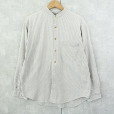 画像1: 90's〜 U.S.EXPENDITION ストライプ柄織り コットンバンドカラーシャツ XL (1)