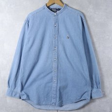 画像1: POLO Ralph Lauren "POSTBOY" バンドカラー デニムシャツ M (1)