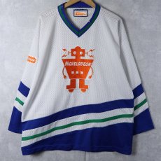 画像1: 90's NICKELODEON ロゴ刺繍 メッシュゲームシャツ  (1)
