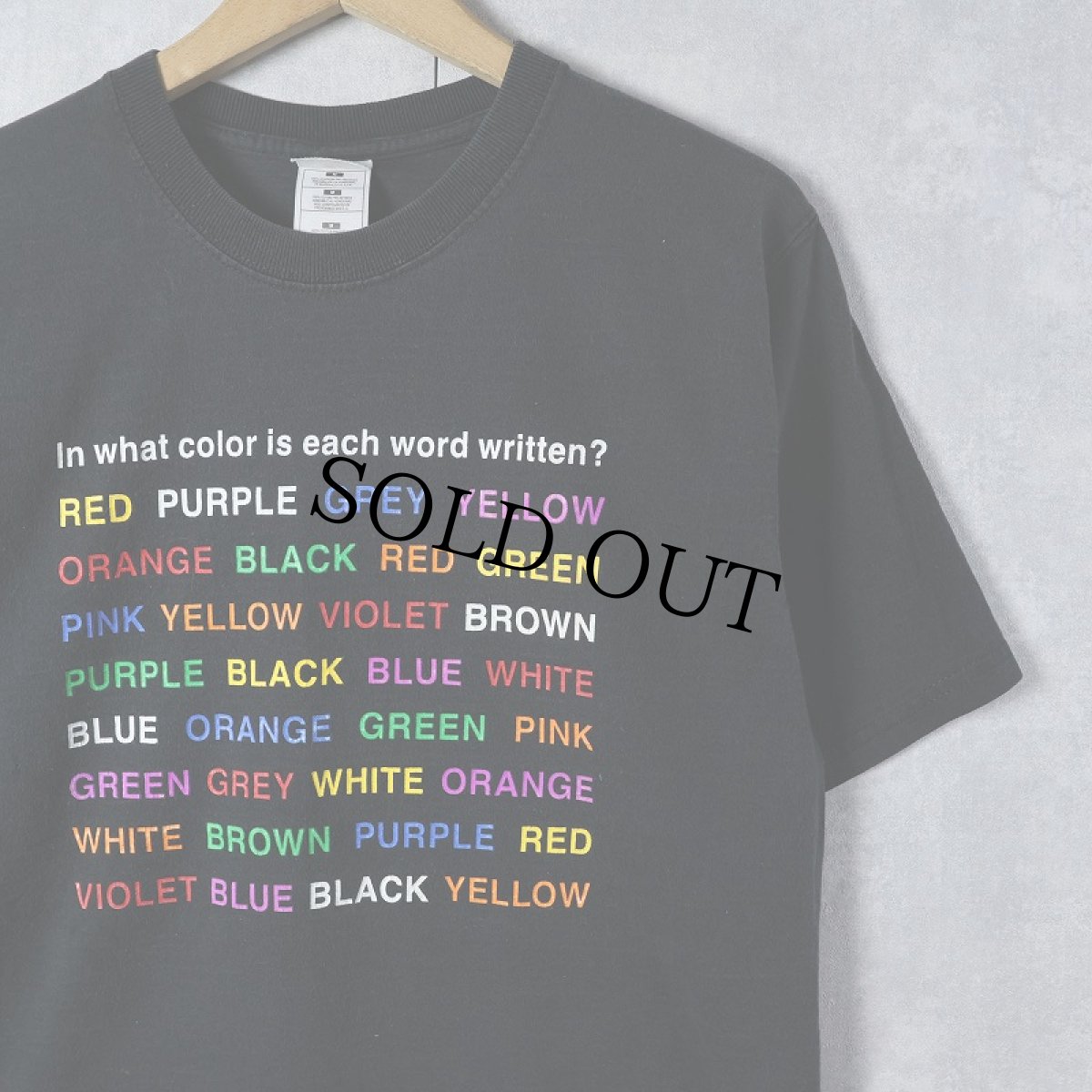 画像1: "In what color is each word written?" プリントTシャツ BLACK M (1)