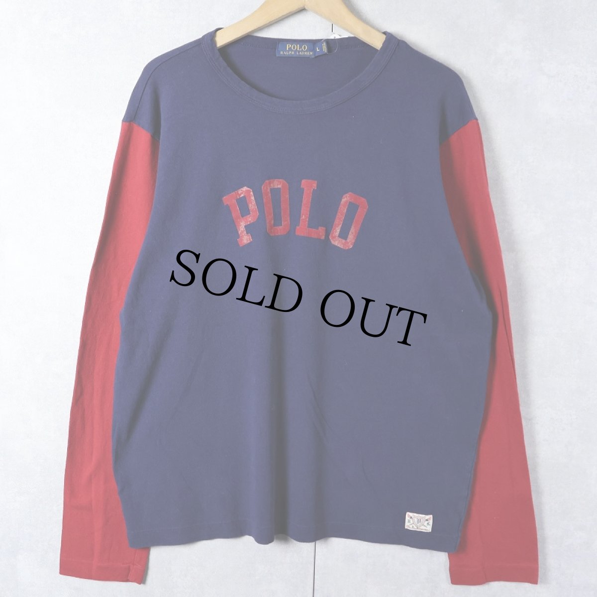画像1: POLO Ralph Lauren "POLO" フロッキープリント 2トーンロンT L (1)