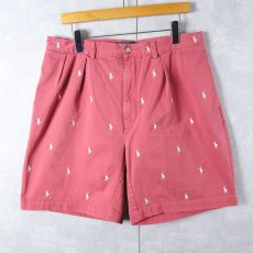 画像1: Ralph Lauren "TYLER SHORT" ロゴ刺繍 2タックコットンショーツ W35 (1)