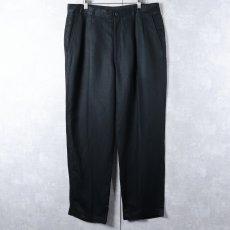 画像1: claiborne リネン×レーヨン 2タックスラックス BLACK W36 (1)