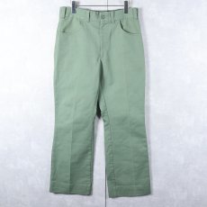 画像1: 80's〜 ポリエステル×コットン ブーツカットパンツ W32 (1)