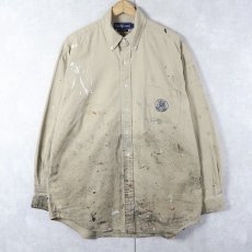 画像1: 90's Ralph Lauren ペンキペイント コットンボタンダウンシャツ L (1)