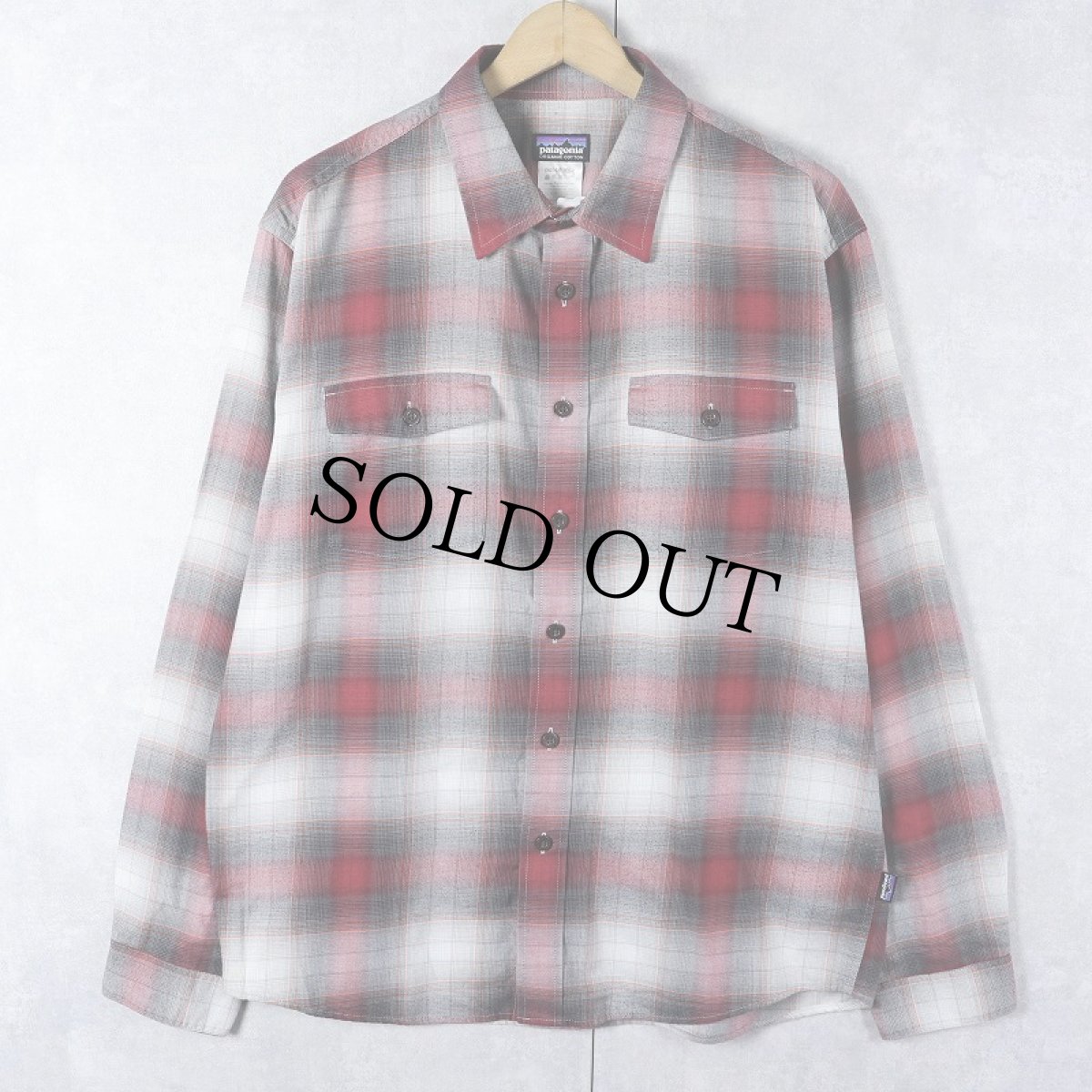 画像1: 2013AW Patagonia "ORGANIC COTTON" オンブレーチェック柄 コットン×ポリエステルシャツ M (1)