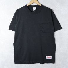 画像1: 90's JERZEES USA製 無地ポケットTシャツ BLACK L (1)
