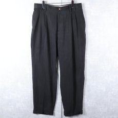 画像1: Tommy Bahama ヘリンボーン織り 2タック シルクスラックス BLACK W34 (1)
