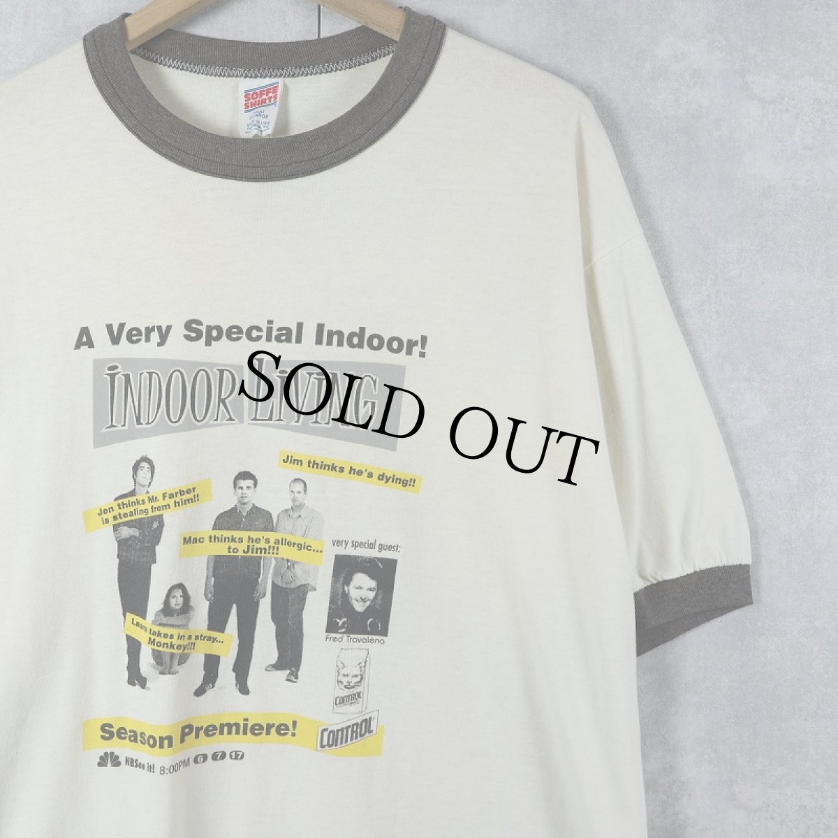 画像1: 90's Superchunk USA製 "Indoor Living" ロックバンド アルバムプリントリンガーTシャツ XL (1)