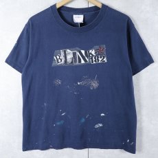画像1: 90's〜 blink-182 ポップパンクバンドプリントTシャツ NAVY M (1)