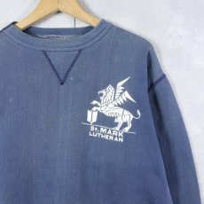 画像1: 50〜60's "St.MARK LUTHERAN" 前V ラバープリントスウェット (1)