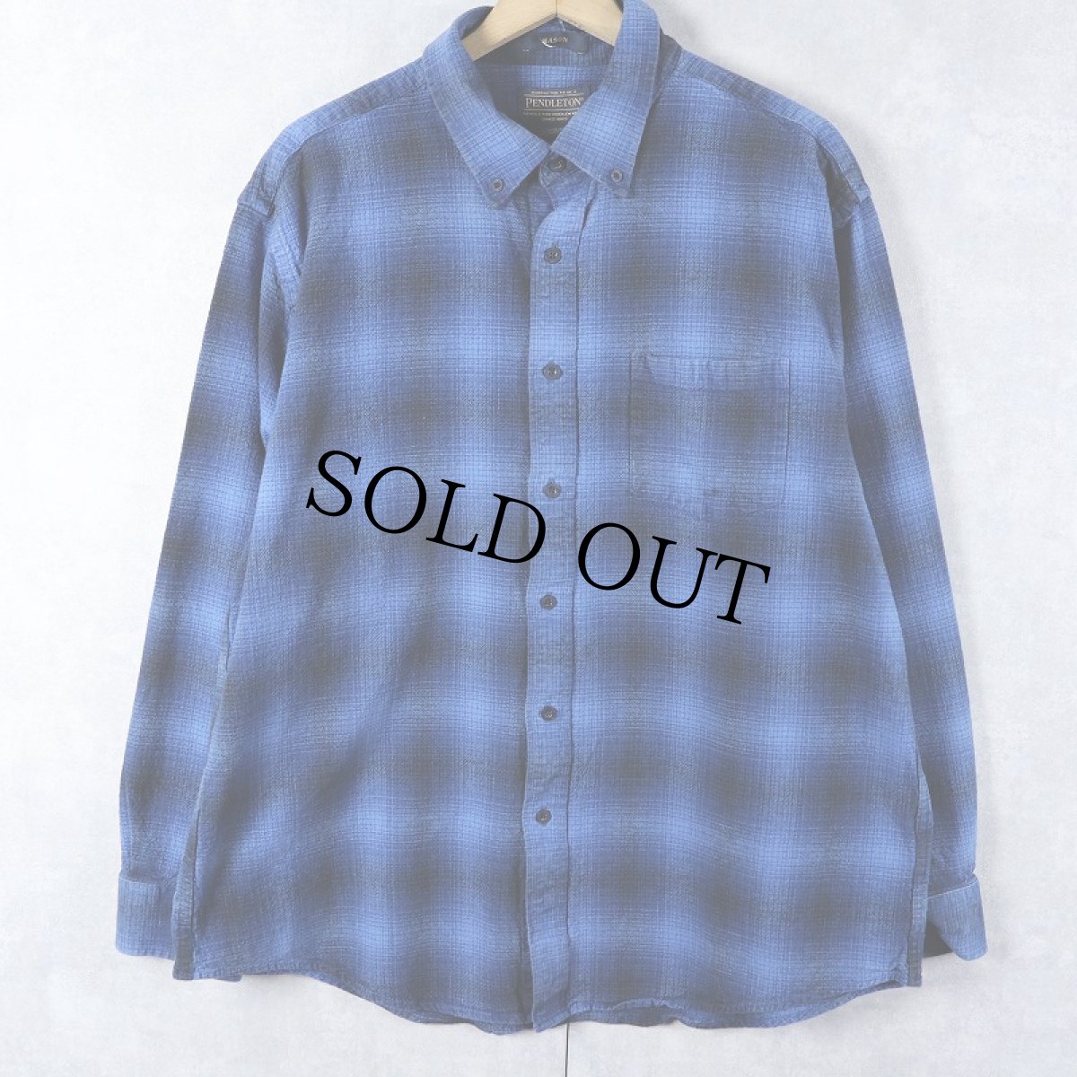 画像1: PENDLETON オンブレーチェック柄 ボタンダウン ライトネルシャツ XL (1)