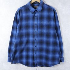 画像1: PENDLETON オンブレーチェック柄 ボタンダウン ライトネルシャツ XL (1)
