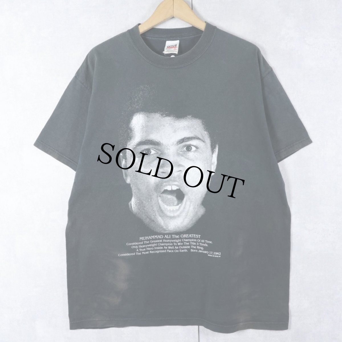 画像1: 90's Muhammad Ali USA製 ボクサーフォトプリントTシャツ BLACK XL (1)
