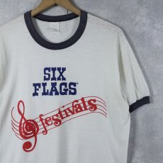 画像1: 80's "SIX FLAGS" プリントリンガーTシャツ L  (1)