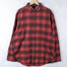 画像1: PENDLETON チェック柄 ボタンダウン ライトネルシャツ L (1)