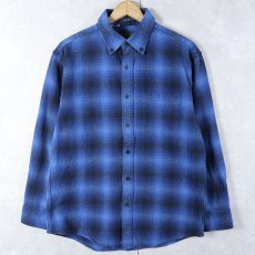 画像1: PENDLETON オンブレーチェック柄 ボタンダウン ライトネルシャツ M (1)