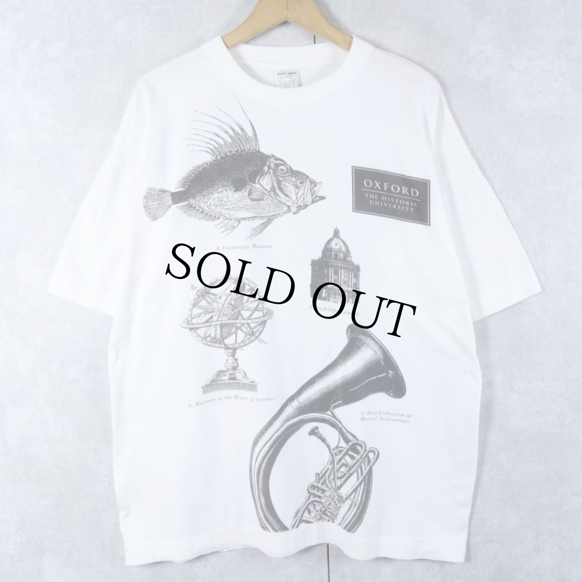 画像1: OXFORD THE HISTORIC UNIVERSITY マルチプリントTシャツ XL (1)